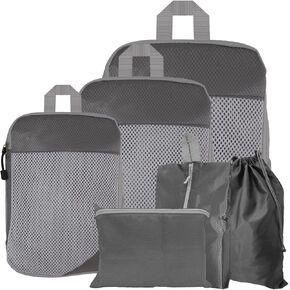 6 Set Compression Packing Cubes for Travel, Lightweight Luggage Organizers, Waterproof & Tear-Resistant, Expandable Travel Organizers Bag Set for Suitcase