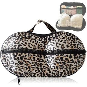 Travel Organizer Bra and Underwear Zip Bag，Portable Bra Storage Case with Net Traveling Lingerie Organizer Bag for Luggage Women Bras Bikin (Leopard print)