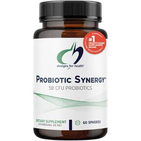 Designs for Health Probiotic Synergy Spheres - Patented Controlled Release Probiotic Spheres - Supplement for Adults with Bifidobacterium Longum + L Acidophilus (60 Spheres)