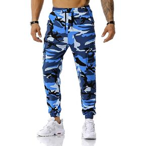 yolsun Men Camo Cargo Jogger Sweatpants, Men Camouflage Pants Casual Drawstring Sport Jogging Pants Outdoor Trousers