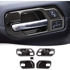 Voodonala for Chevrolet Silverado Interior Car Door Grab Handle Cover Trim Compatible with Chevrolet Silverado GMC Sierra 2019-2023 (Carbon Fiber Black,ABS,4PCS/Set)…