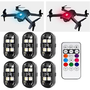 6PCS Wireless LED Strobe Lights，8 Colors Wireless Aircraft Strobe Lights with Remote Control Waterproof Anti-Collision Warning Lights for Motorcycle,Car,Drone, Truck, Bike