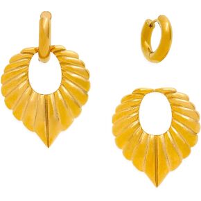 مكتنزة Gold Sun Leaf Huggie Dangle أقراط للنساء ، وبيان خفيفة الوزن العصرية هدية هدية عطلات النمط الروماني النمط الروماني