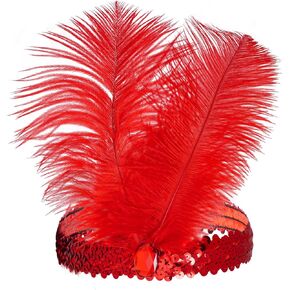 Rbenxia 1920s Carnival Party Headwear Accessory Sequins Feather Headpiece Flapper Headband for Women