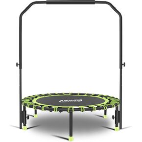 40" Silent Mini Trampoline with Adjustable Handle Bar Fitness Trampoline Bungee Rebounder Jumping Cardio Trainer Workout for Adults - Max Limit 330 lbs