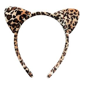Cute Leopard Cheetah Ear Headband for Women Girls,Animal Ear Hairbands for Halloween Party Costume Accessories (A- Leopard)