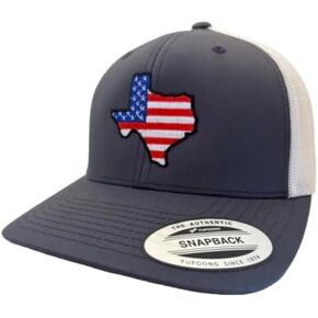 Trucker Hat - Texas USA Flag, Charcoal Gray and White