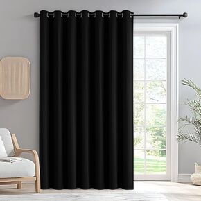 Black Blackout Sliding Door Curtains 84 Inch Length, Extra Wide Room Divider Curtains, Grommet Energy Saving Thermal Insulated Curtain for Patio Door Window(W100 x L84,1 Panel)