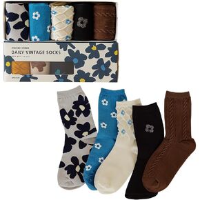 Women Daily Wear Cute Crew Socks Casual Aesthetic Cotton Socks for Women Girls 5 Pairs