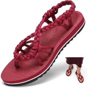 Walking Sandals Women,Arch Support Sandals Women's,Comfortable Flat Sandals with Flip Flops for Beach Travel