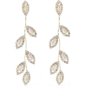Dangling Earrings for Women Bridal Earrings for Wedding Rhinestone Wedding Prom Anniversary Delicate Leaf silver drop Earrings Long Earrings- Elegant Earrings