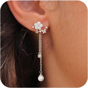 Dangle Earrings for Women,Trendy Gold/Silver Plated Hypoallergenic Pearl Drop Wedding Earrings Gold Prom Jewelry Bride Gifts for Women