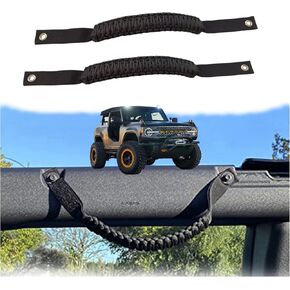 Roll Bar Grab Bandles for Ford Bronco Accessories Paracord Grab Bandles Grip Bandles Fit 2020 2021 2022 2/4 Door (2 Pack Black)