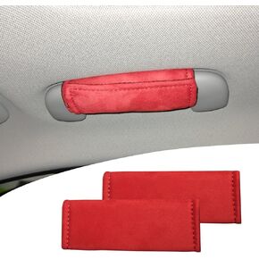 2 Pack Universal Car Grab Handle Cover Soft Door Handle Protector Pad Grip Gloves Interior Accessories for Auto SUV Truck Red (5.7in)