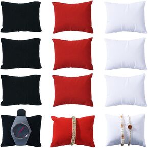 Craftdady 15 pcs Velvet Bracelet Watch Pillow Black White Red Bracelet Bangle Watch Display Holder Jewelry Display for Selling