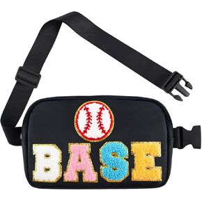 Baseball Bag, Fanny Pack For Girls Women, Softball Purse Christmas Birthday Gifts, Fashion Crossbody Belt Bags Baseball Moms Essentials, Black