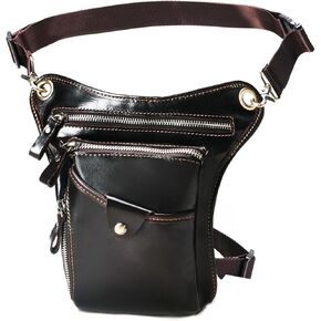 Genuine Leather Waist Pack Drop Leg Bag for Men Women Belt Bumbag Multi-Purpose Motorcycle Bike Outdoor Tactical Cycling Camping Pouch Thigh Bag