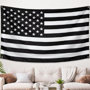 WHGJ Black and White American Flag Tapestry USA Vintage Flag, 60″W x 40″L Heavy Duty Polyester, Hippie Wall Hanging Decor for Dorm Living Room College Bedroom, Indoor Outdoor