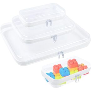 3 Pcs Clear Zipper Pouches Hard Shell Zipper Case Plastic Zippered Hard Pouch Cosmetic Makeup Bags Storage Box Containers Portable Travel Organizer Bins 3 Size White
