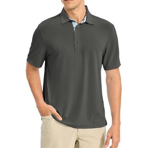 TBMPOY Men's Polo Shirts Short Sleeve 3-Button Golf Moisture Wicking Athletic Tennis T-Shirts Casual Collared Shirt
