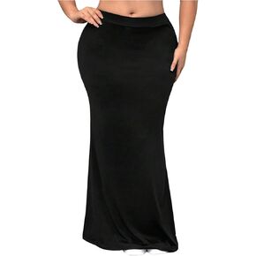 OYOANGLE Women's Plus Size Elastic High Waist Maxi Skirt Summer Casual Bodycon Pencil Skirts