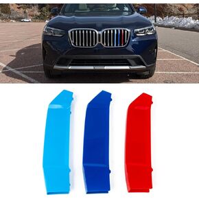 x xotic tech M-Colored Tri Grille Insert Trims Strips, Front Center Kidney Grilles Compatible with BMW LCI G01 X3, G02 X4 2022 2023 Standard Grill 7-Beam Bars, Not for 2022 X3 X4 M40i