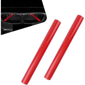 2 PCS Front Bumper Grille Decorative Strip, 11.22" x 1.18" ABS Personalization BMW Grill Inserts, for BMW 3 4 5 6 7 Series X1 X2 X3 X4 X5 Accessories (Red)
