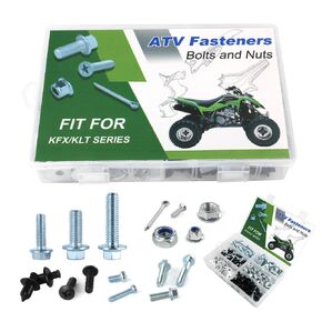 200PCS Bolts Kit, ATV Fasteners Plastic Fenders Frame Engine Body Bolt Kit Fit for KFX 250, KFX400, KFX450, KFX50, KFX700, KFX80, KFX90, KLT110, KLT160, KLT250, KLT185, KLT200, Lakota 300
