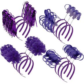 COCIDE 12Pcs Pom Pom Headbands Party Headbands Tinsel Wrapped Ponytails Headbopper Headwear for Birthday Festival