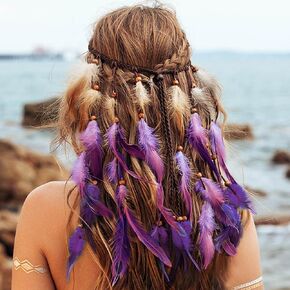 GORTIN Boho Feather Headband Hippie Indian Headpiece Gypsy Costume Headdress Hair Accessories for Women