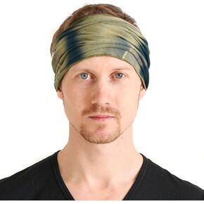 CHARM Tie Dye Bandana Headband For Women, Men's Loose Fitting Boho Headscarf, Wide Hand Dyed Hippie Hair Band For Dreads