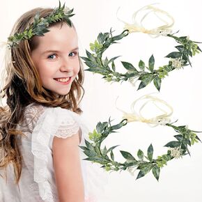 Xinnun Flower Crown for Wedding - Green Leaf Hair Accessories, Bridal Eucalyptus Headpiece, Princess Photo Prop