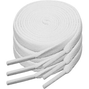 Ouligay 3 Pairs White Shoe Laces for Sneakers, 5/16" Wide Flat White Shoelaces for Sneakers, 120cm White Shoe Strings for Men Women Sport Shoes Running Athletic Shoes