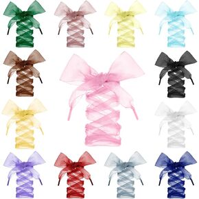 13 Pairs Fashion Lace Shoe Laces, 43in Ribbon Flat Snow Yarn Shoelace Soft Stain Organza Shoestrings for Women Sneakers, 4cm Wide