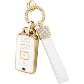 1797 غطاء مفتاح FOB مناسب لـ Mitsubishi 4 Button Outlander Lancer Eclipse Mirage Accessories Bling Key -keychain Case Shell White Gold TPU