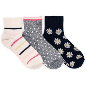 MUK LUKS Women's 3-Pair Pack Quarter Crew Cotton Compression Socks