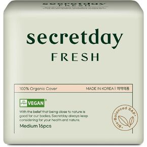 Pads for Women, Fresh Line (Medium, 16 Count) - Organic, Regular Absorbency, Unscented, Ultra Thin Pads with Wings for Women