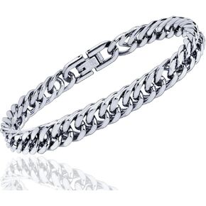 Cuban Link Bracelet for Men, Stainless Steel Men's Bracelets, 8MM Sturdy Miami Hand Chain Hip Hop Wrist Jewelry for Husband/Boyfriend