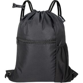 HOLYLUCK Men & Women Outdoor Sport Gym Sack Waterproof Drawstring Backpack Bag -black