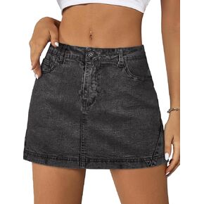 Denim Skort for Women High Waisted Mini Denim Skirt Stretch Casual Jean Skorts with Pockets