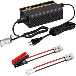 14.6V 10A LiFePO4 Battery Charger, Fast Charging, High Efficiency, 4 Safety Protections, 10 Amp Lithium Battery Charger with Anderson Connector LED Indicator Charger for Car, Truck, Boat, RV