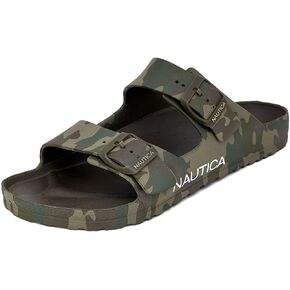 Nautica Men's EVA Double Buckle Slide Sandals - Adjustable Waterproof Slip-On Comfort Shoes for Casual Wear, Beach, and Poolside
