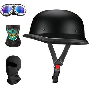 Motorcycle Helmet German Style Half Helmet for Adult Men Women DOT Approved Retro Face Helmet for Cruiser Scooter Chopper