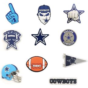10PC Shoe Charms for crocs clogs Decoration, Team Charms for Cowboys sports fans