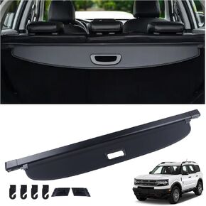 Cargo Cover Fit for 2021-2025 Ford Bronco Sport Rear Storage Waterproof Retractable Rear Trunk Security Cover Shielding Shade Black