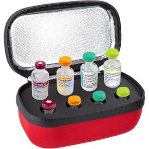 SUNMON Insulin Vial Case - 8-Slot Holder, Fits Standard 10ml U-100 Vials, Refrigerator Storage, Portable Insulation, Insulin Cooler Travel Case Organizer (Red)