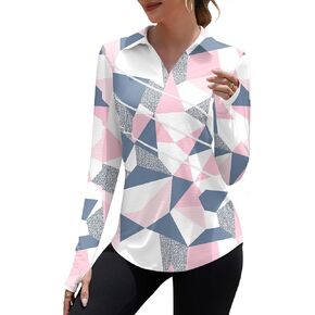 Loovoo Women Athletic Golf Polo Shirts Long Sleeves V Neck Running Hiking Quick Dry Trendy 2025 Pullover Workout Tops