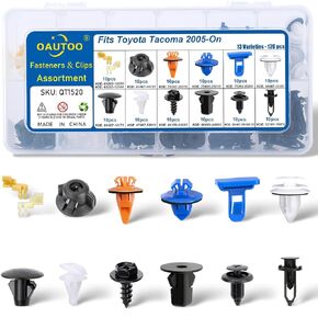 OAUTOO 120pcs fits Toyota Tacoma 2005-On Body Interior and Exterior Retainer Fastener Clip Assortment Bumper Cover Hood Retainer, Fender Molding & Door Trim Panel Clips