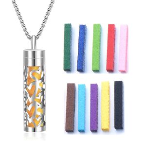 Essential Oil Necklace with 10 Refilled Pads Aromatherapy Pendant Perfume Locket Stainless Steel Diffuser Jewelry for Couples Scent Pendant Aroma Aromatherapy Present for Women Men