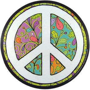 Car Magnet Colorful Hippie Peace Sign Magnetic Decal for Lockers, Fridge or Mailbox, Cute Inspirational Round Magnets for Bumper, 5 1/2 inch